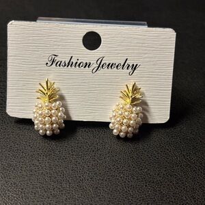 Pineapple Gold and Pearl Earrings